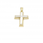 Σταυρός απο χρυσό κ14 με ενσωματωμένο λευκόχρυσο λουστράτο σταυρό κ14 (code H1910)